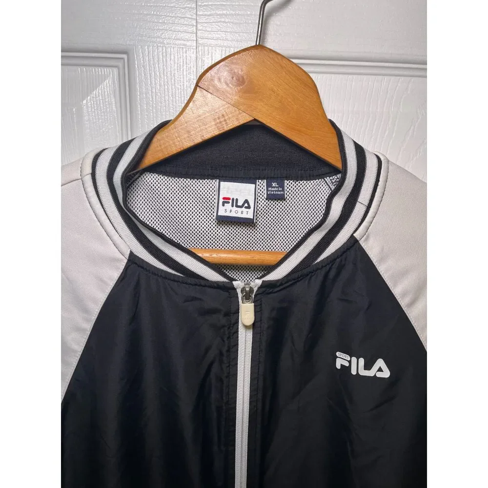 Fila Sport Womens XL Black White Zip Up Athletic Track Jacket Activewear - Picture 2 of 4